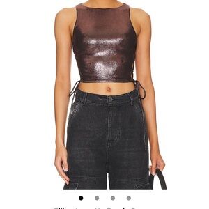 NWT Revolve Metallic Brown Sleeveless Crop Top